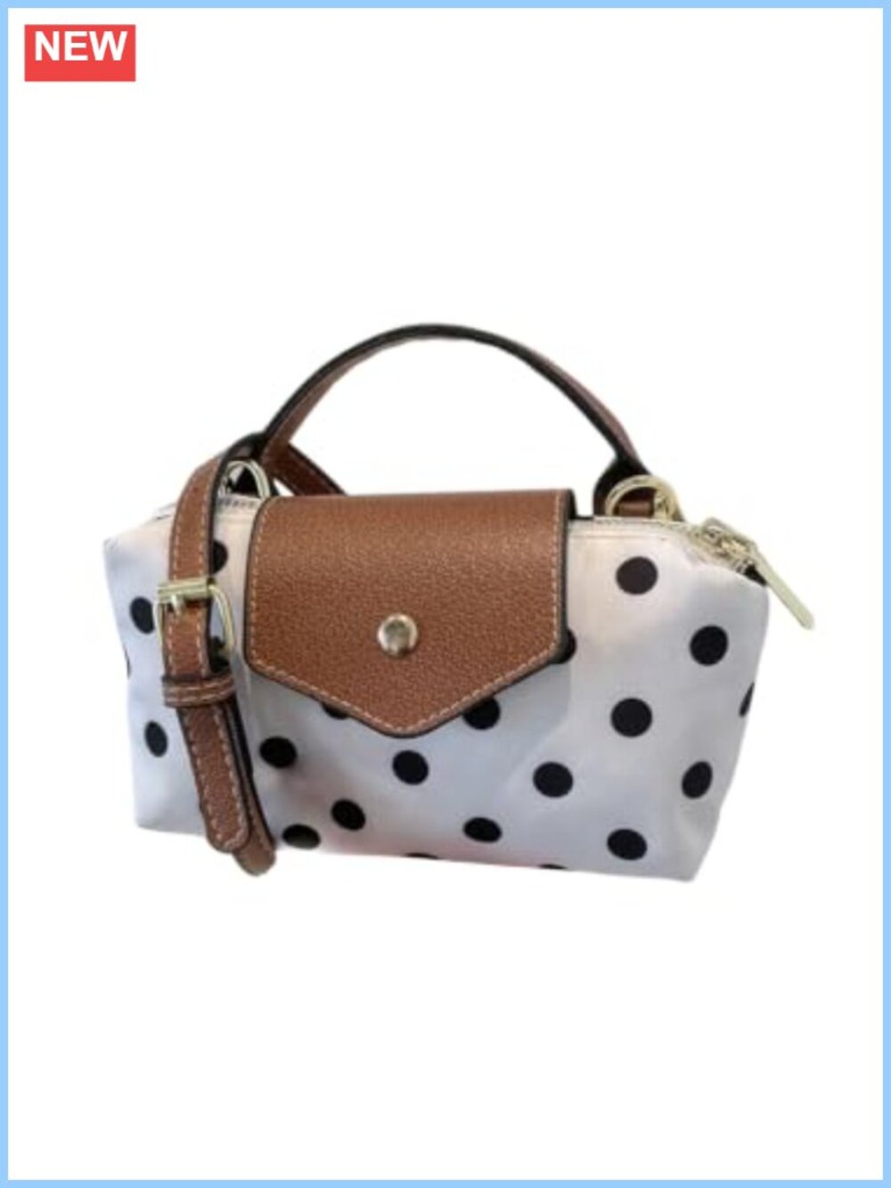 Polka Dots Crossbody Bag Adjustable Strap Color Block Shoulder Satchel